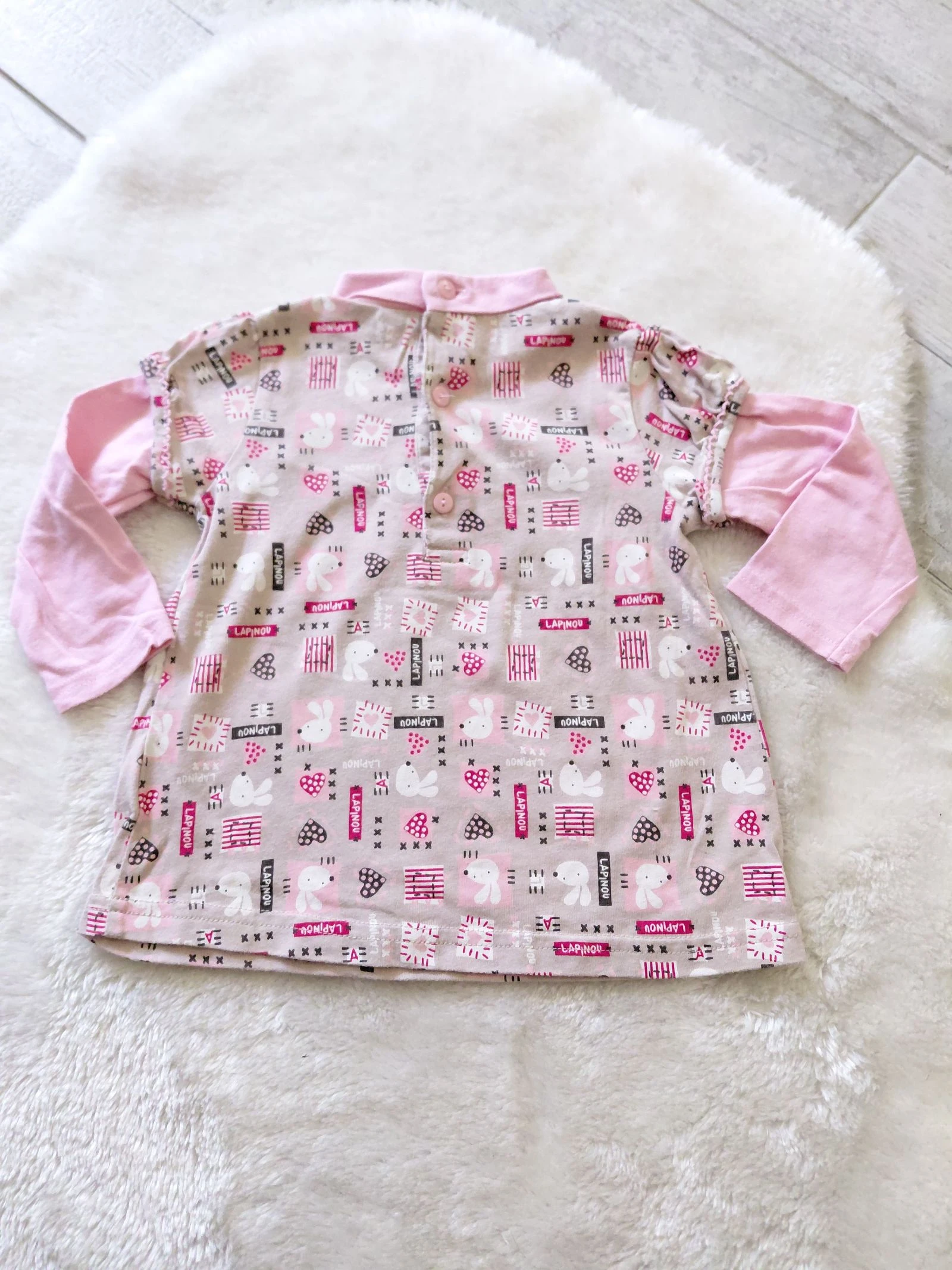 T-shirt manches longues rose clair col rouler 12 mois – photo 5